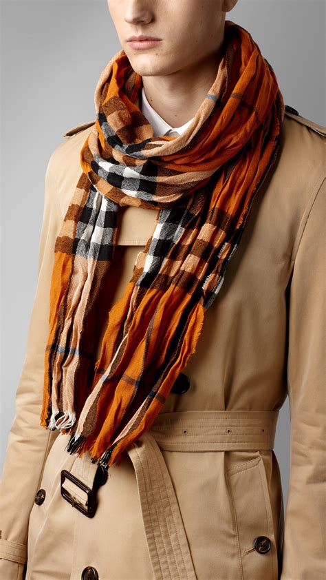 burberry crinkled check scarf|burberry check scarf men.